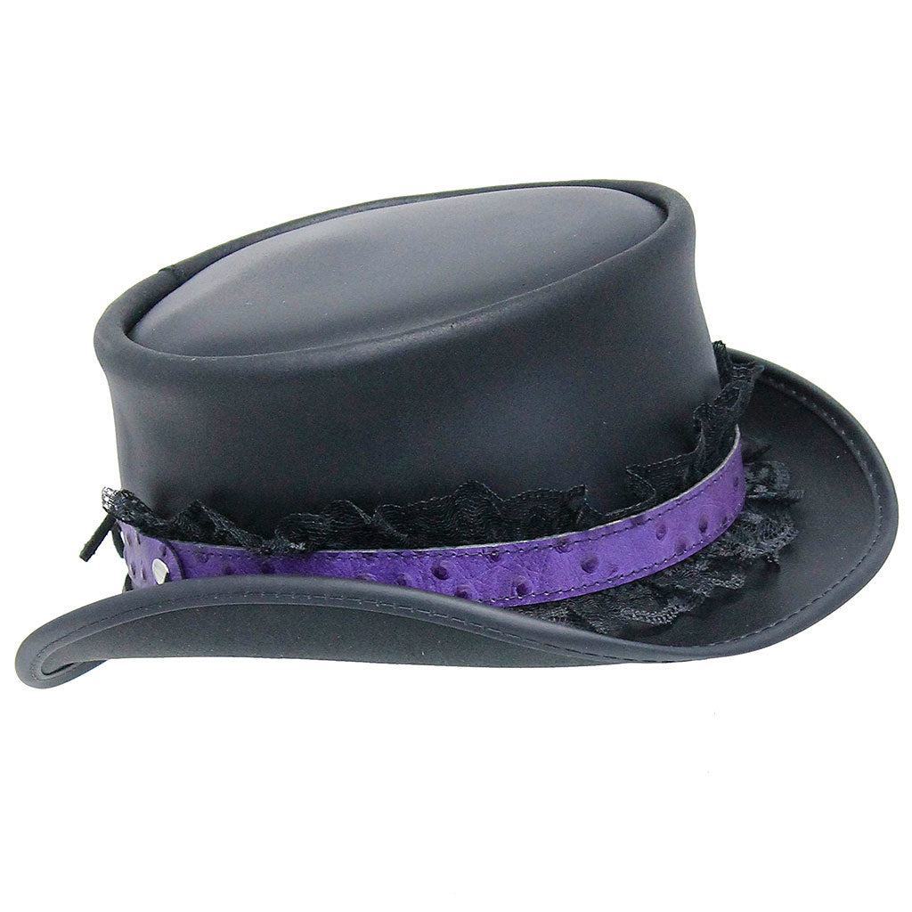 Purple Ostrich Leather and Lace Hatband #HB-LACEPU