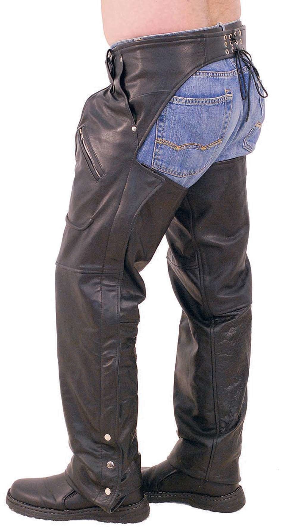 Multi Pocket Lined Premium Leather Chaps #C707P (XS-9X)