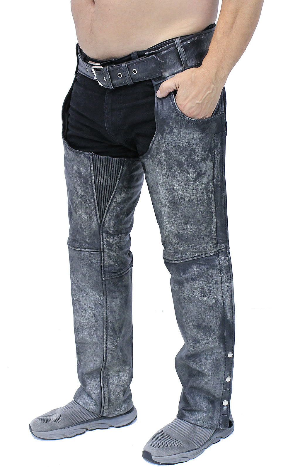 Premium Heavy Gray Vintage Deep Pocket Chaps #CA7203PGY