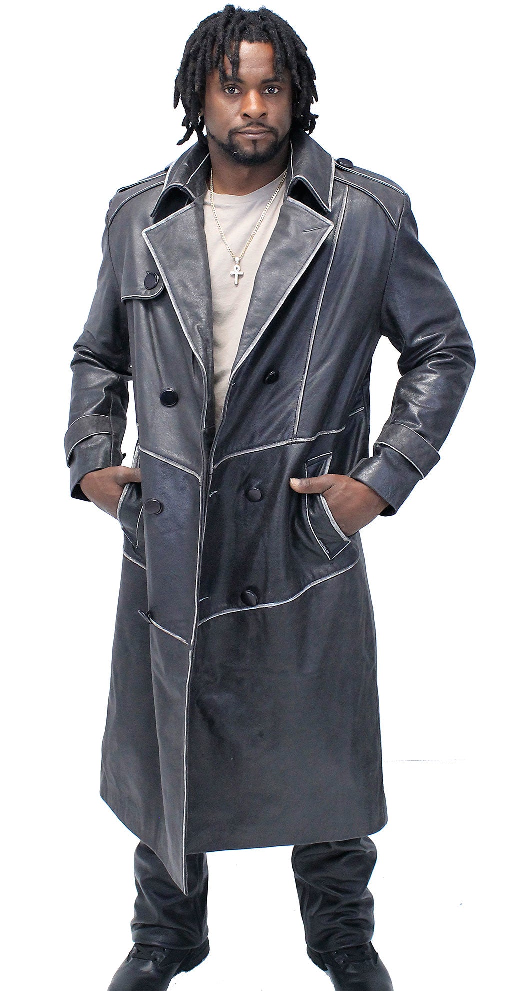 Vintage Cowhide Jamin Leather Trench Coat MA2203D 2x