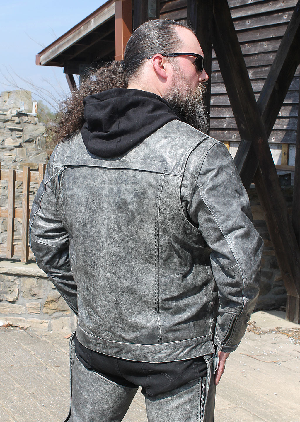 Concealed Pocket Gray Motorcycle Jacket w/Venting & Hood #M6906HVZGY