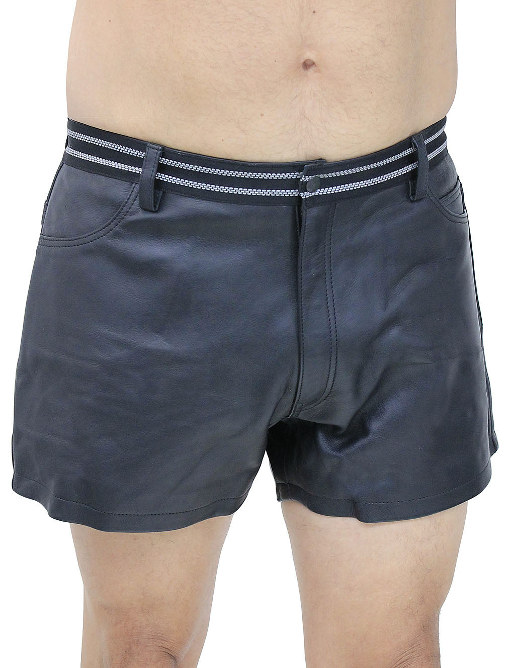 Men's Reflector Trim Ultra Premium Leather Shorts #SHM1074RK