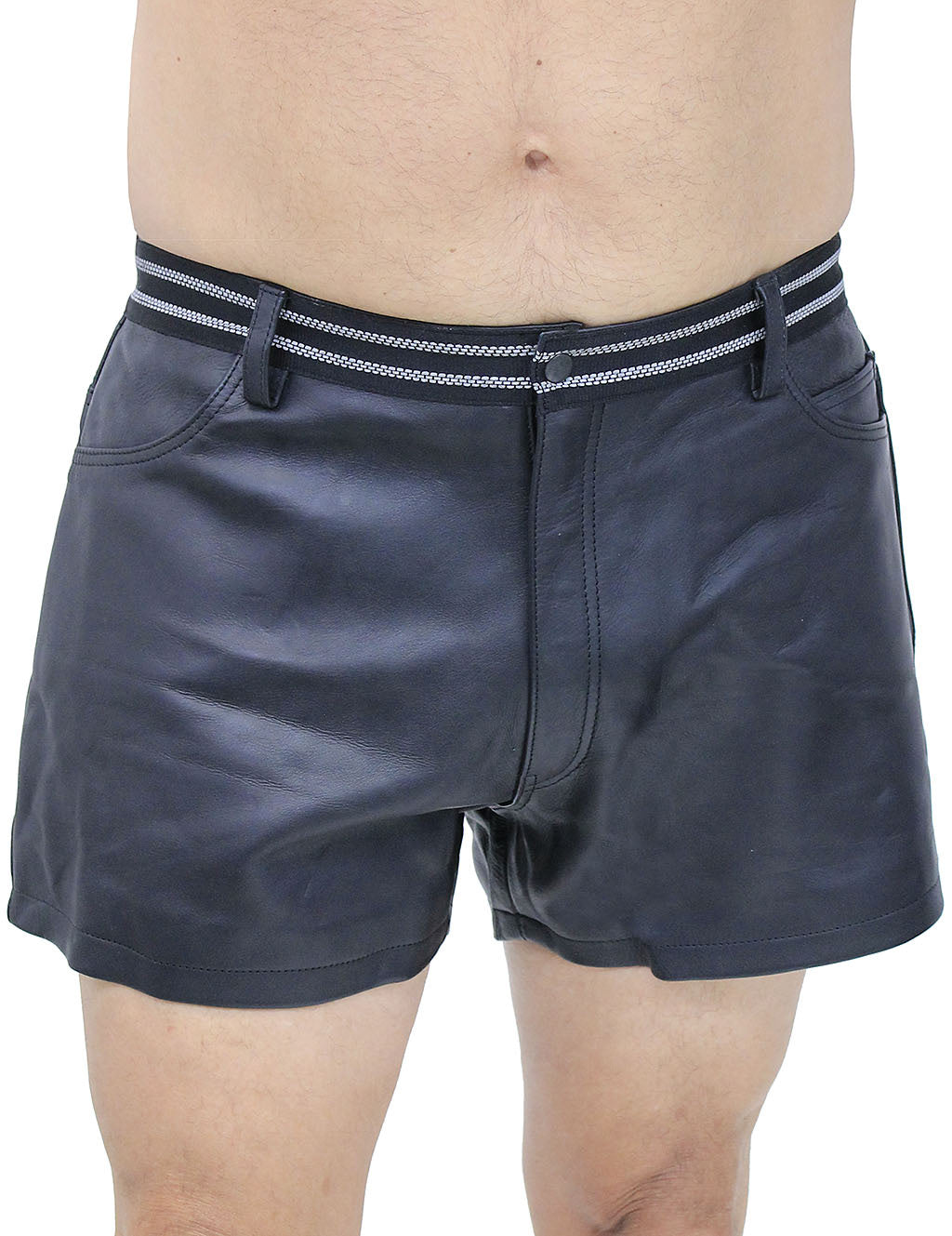 Men's Reflector Trim Ultra Premium Leather Shorts #SHM1074RK