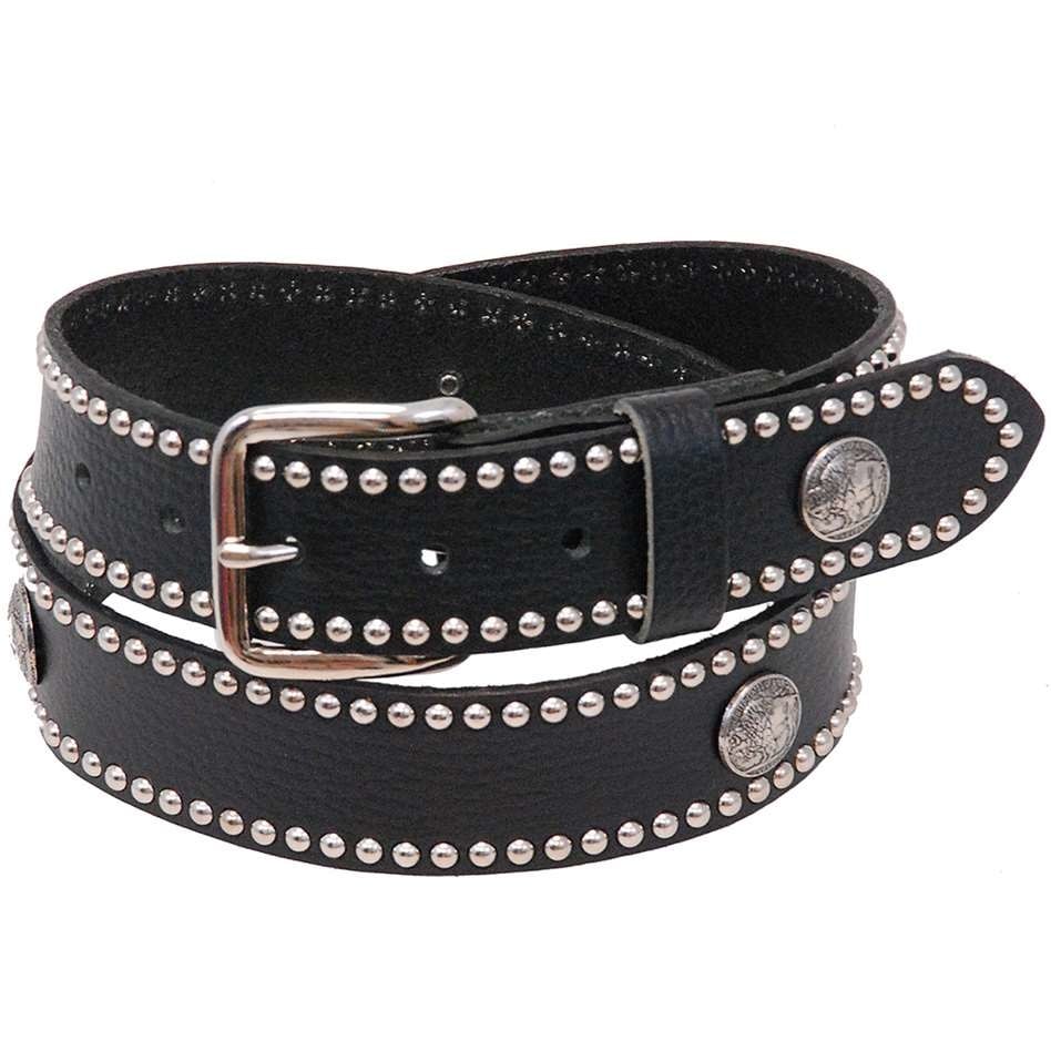 Heavy Buffalo Nickel Stud Trim Solid Leather Belt #BT24BUFST