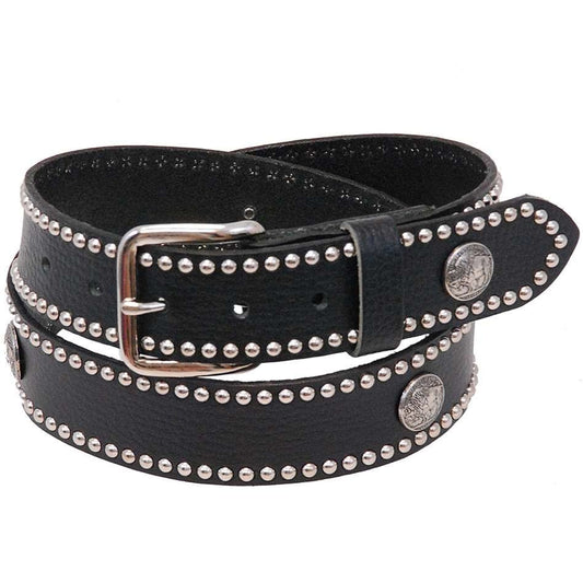 Heavy Buffalo Nickel Stud Trim Solid Leather Belt #BT24BUFST