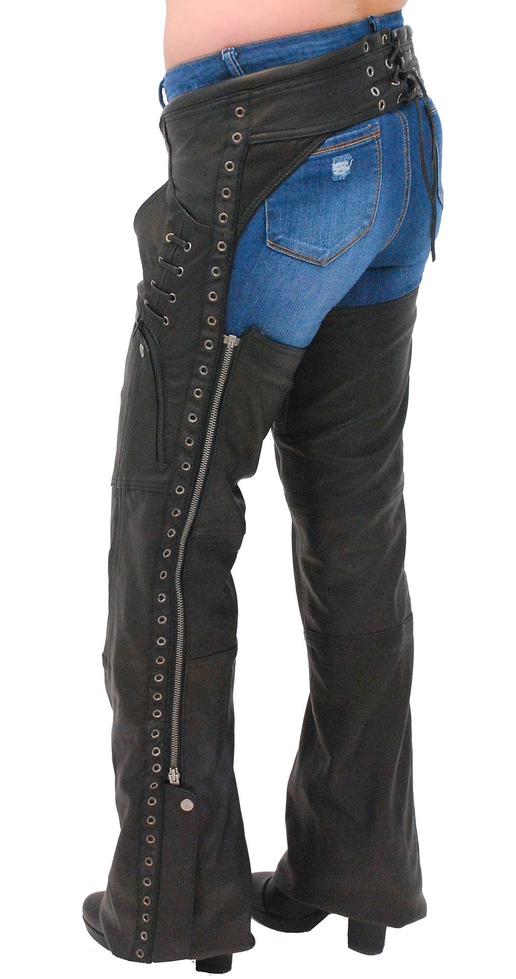 Eyelet Trim Stretch Thigh Ultra Premium Leather Chaps #CL6535EYEK