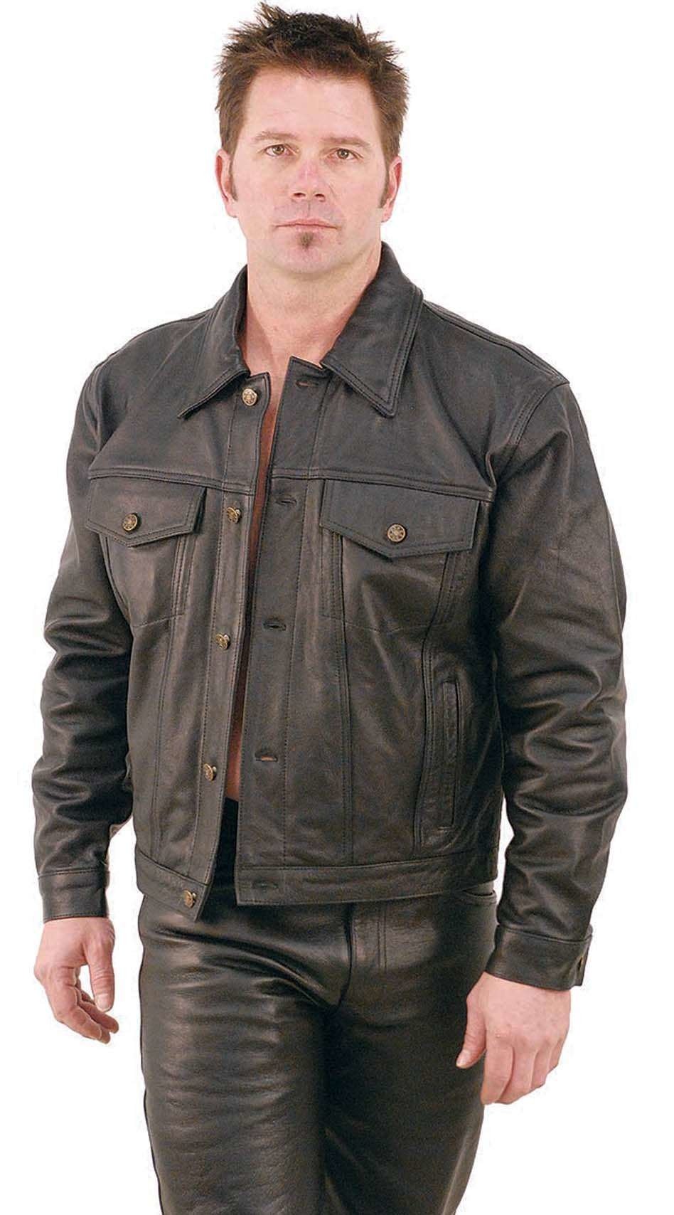 Denim Style Black Leather Jacket #M1411