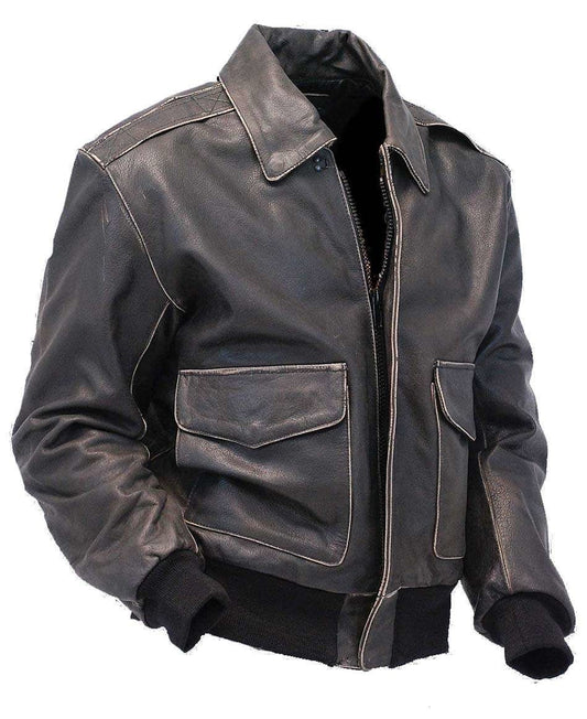 Vintage Brown Leather A2 Bomber Jacket #MA2DN (S, 2X-3X)