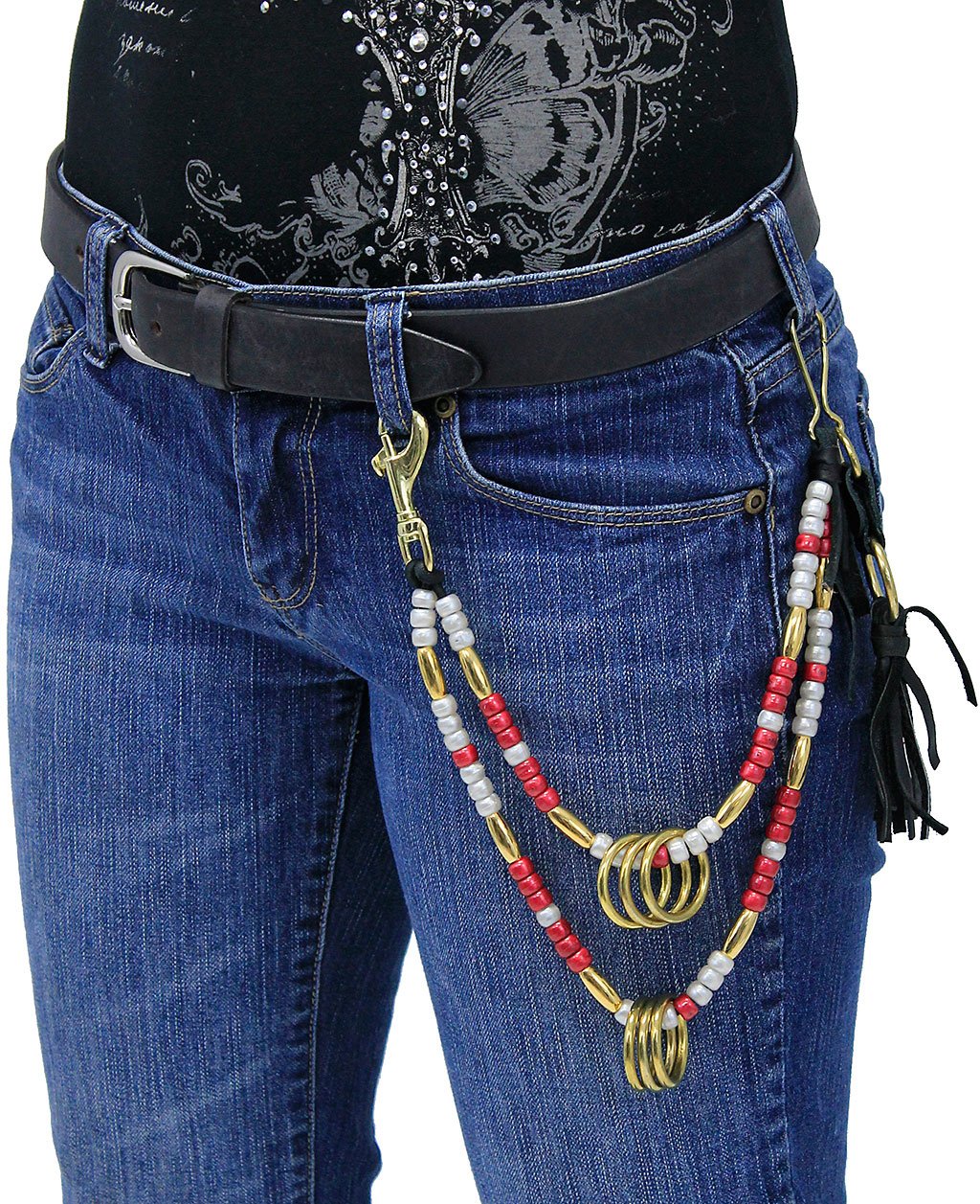 Custom Beaded Double Wallet Chain w/Rings #KK22313R-C