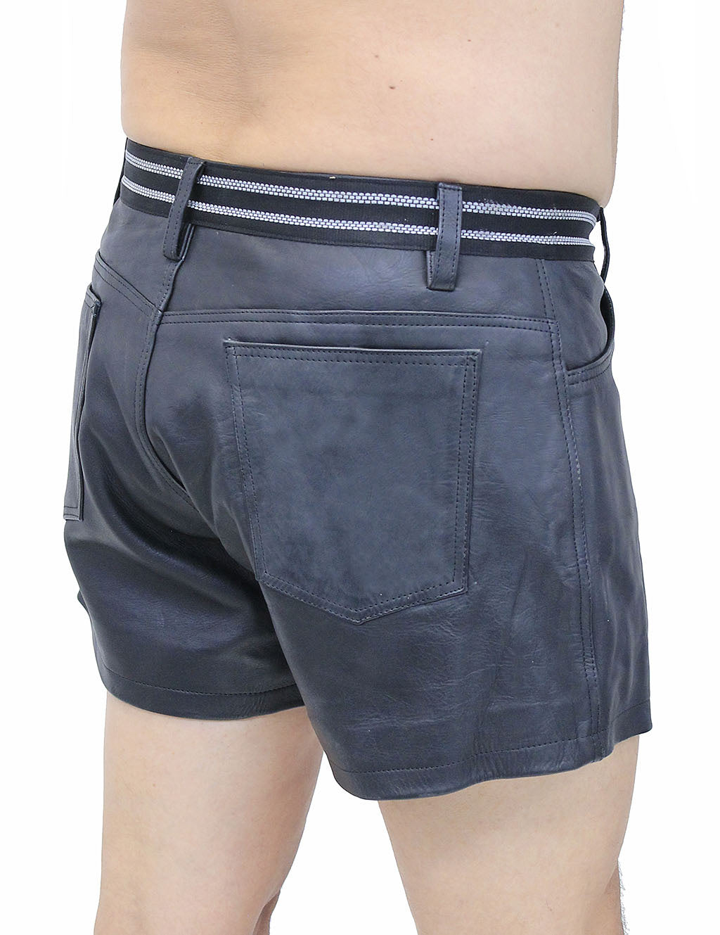 Men's Reflector Trim Ultra Premium Leather Shorts #SHM1074RK