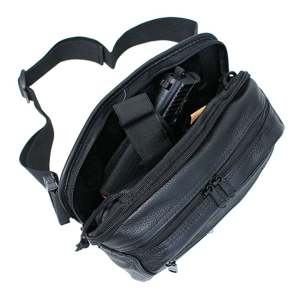 Leather Concealed Hip Pack w/Holster #FP70700GUN