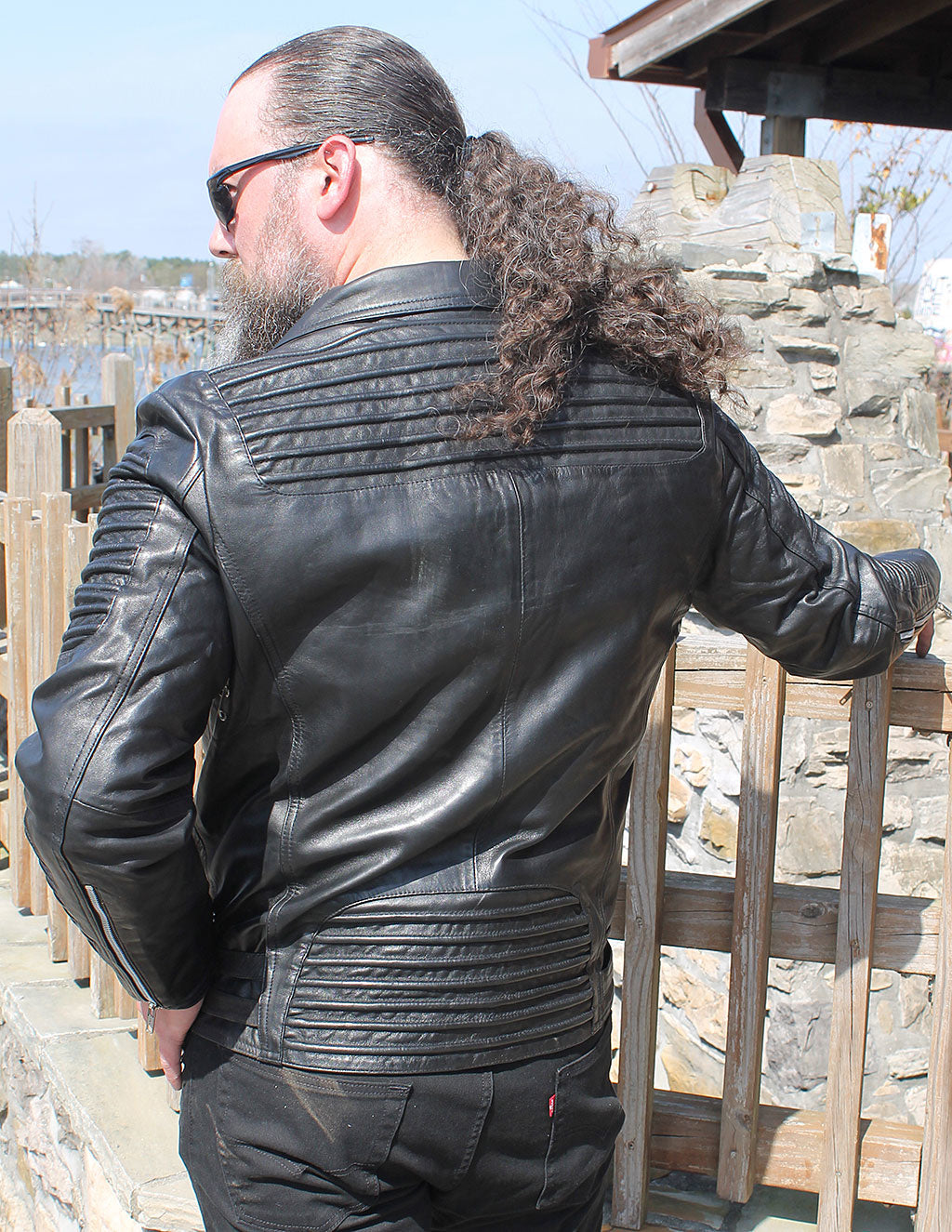 Ribbed Lambskin Motorcycle Jacket #M2806ZK