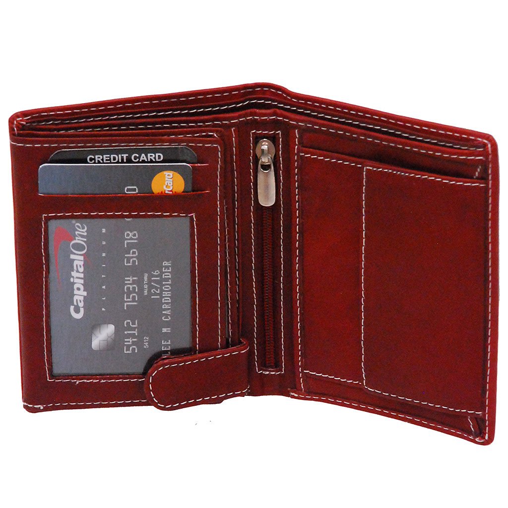 Brown Leather 12 Pocket Organizer Wallet #WL111ZN