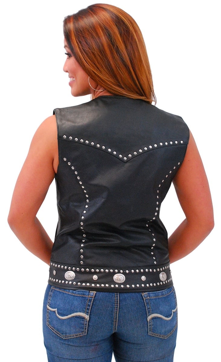 Mini Stud & Concho Zip Vest for Woman #VL4275SCZK (XL-3X)