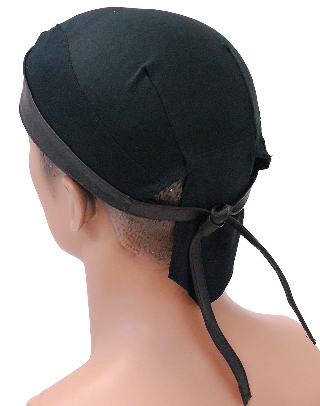 Leather and Comfort Stretch Lycra Skull Cap #BAND9160K