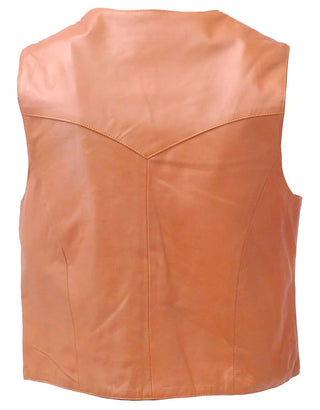 Light Brown Vintage Waxy Lambskin Leather Vest #VM5081WN