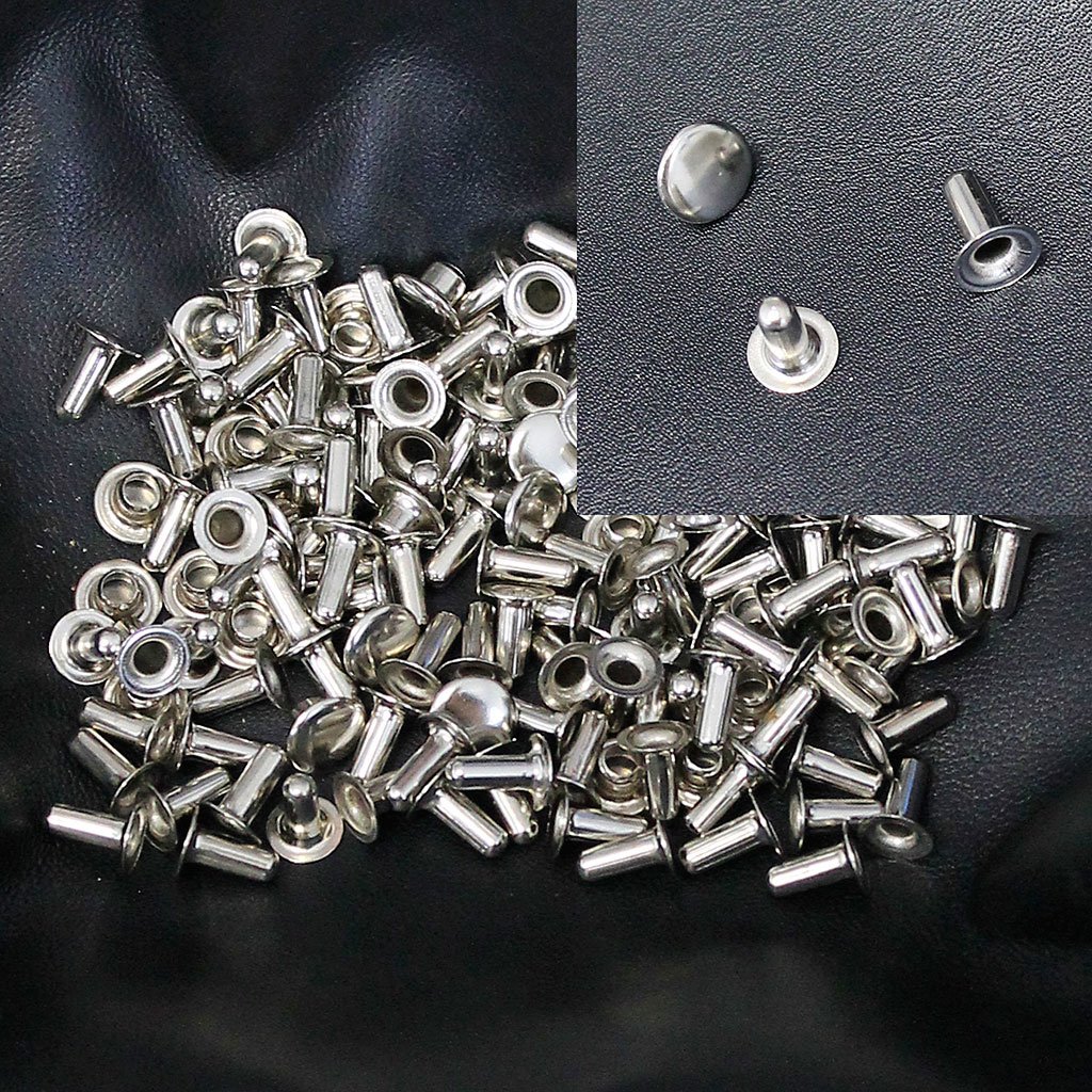 500 sets (1000 pcs) 1/4'' x 5/16'' Nickel Silver Rivets #Z5404PS