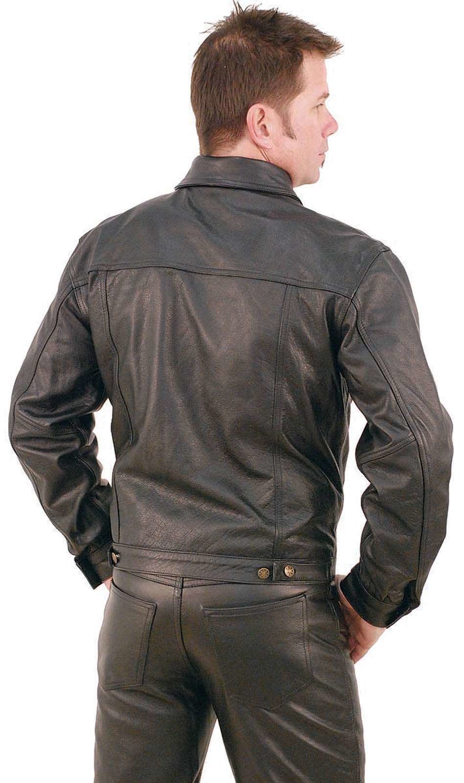 Denim Style Black Leather Jacket #M1411