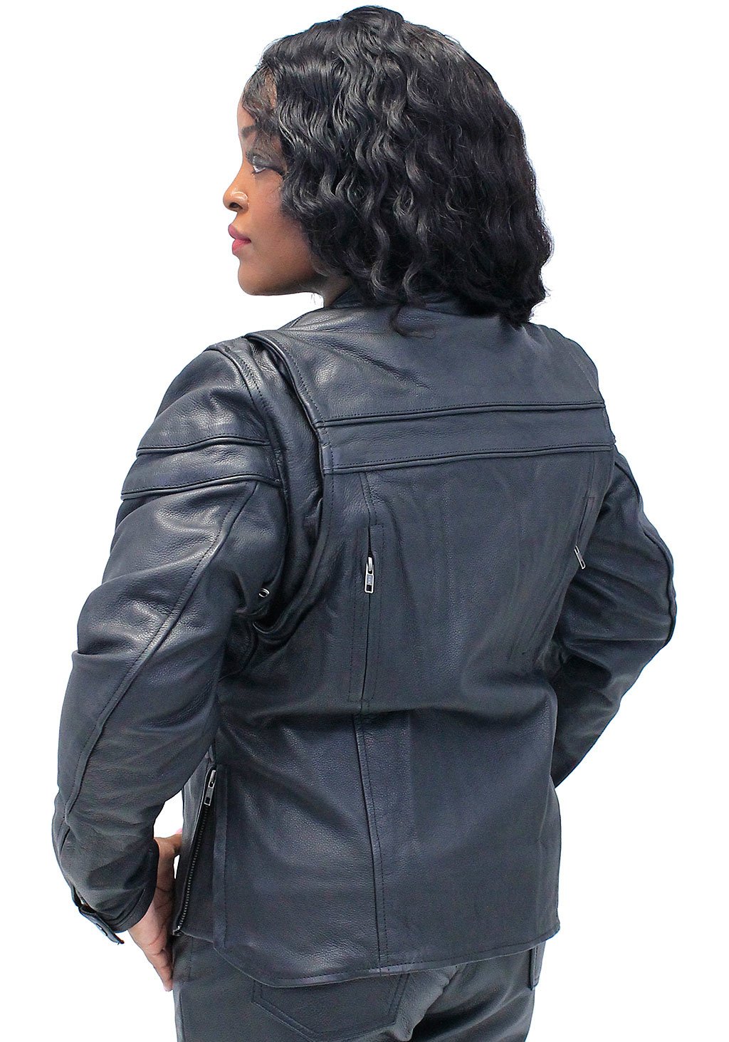 Tapered Vented Scooter Leather Motorcycle Jacket for Women #L162NZ (XS-XL)