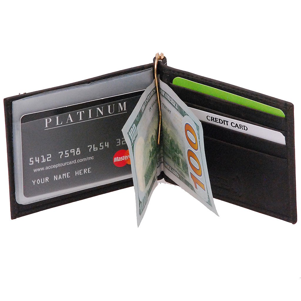 Vintage Black Leather Money Clip Wallet #W513170KID