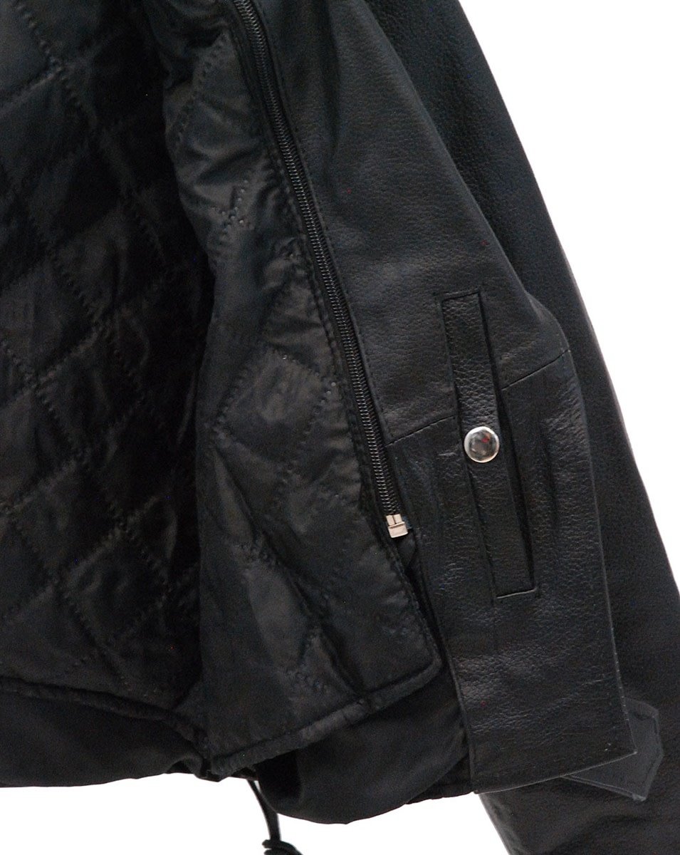 Crop Leather Motorcycle Jacket w/Zip Out & Side Lace #L201LK (6-22)