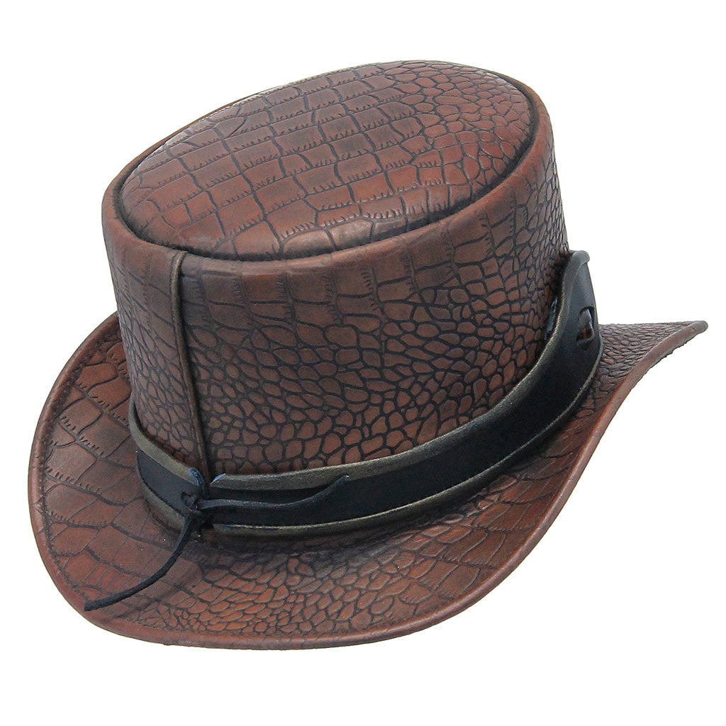 Brown Leather Alligator Eye Tophat #H2206EYEN