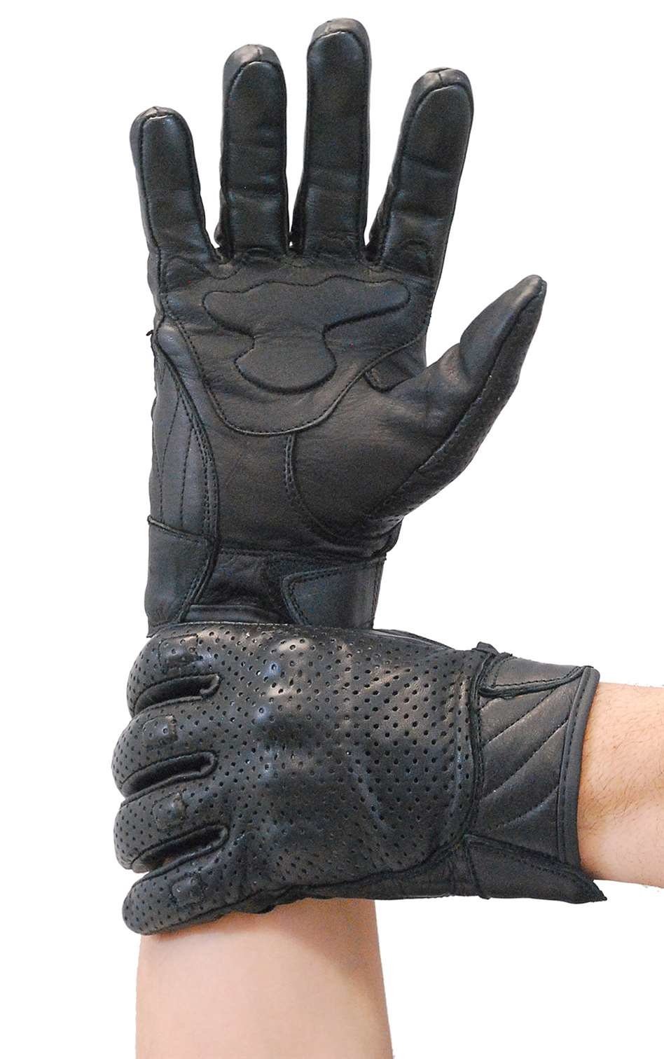 (d) Perforated Leather Riding Glove w/Hard Knuckles & Pads #G7500KNVK