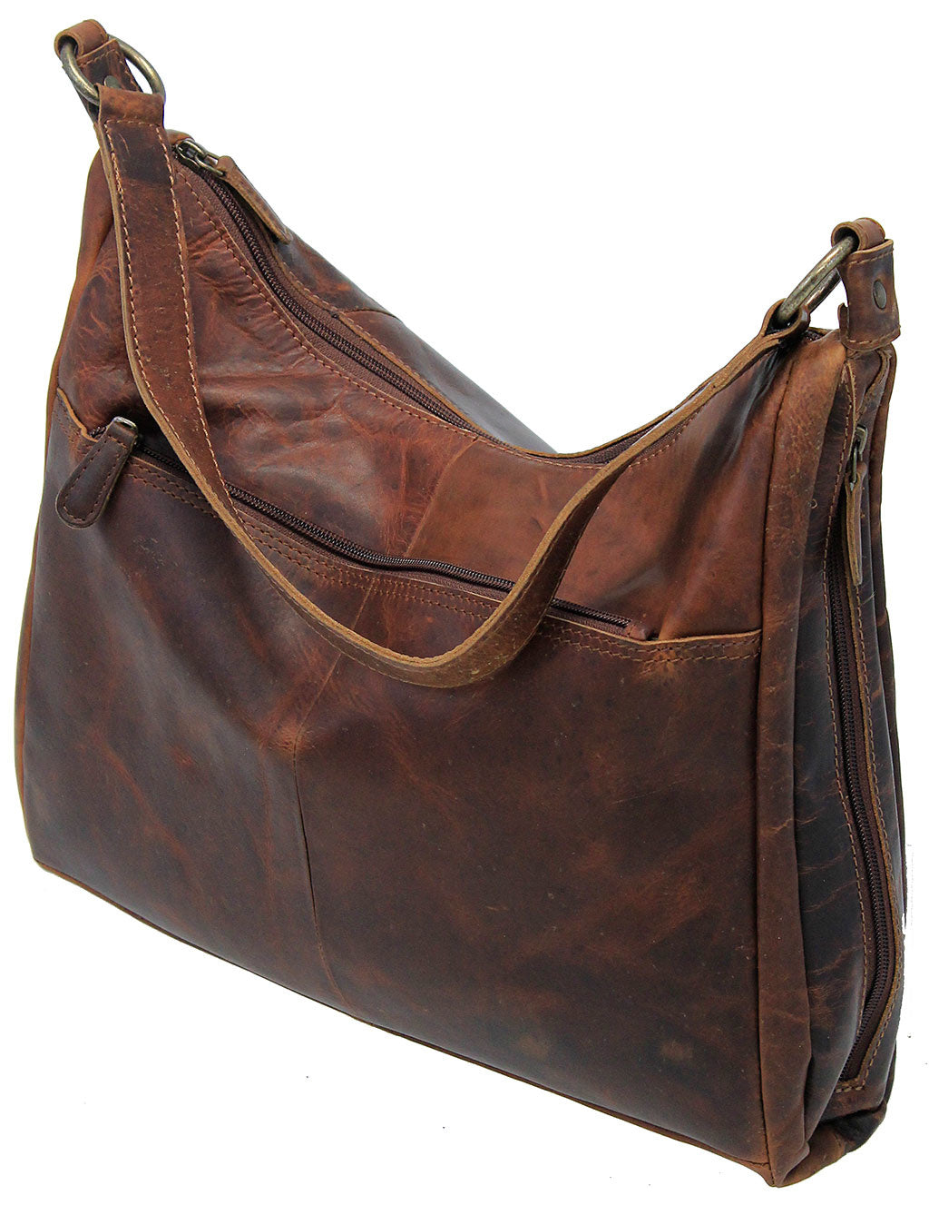 Large Vintage Brown Heavy Leather Concealed Pocket  Purse #P161631N