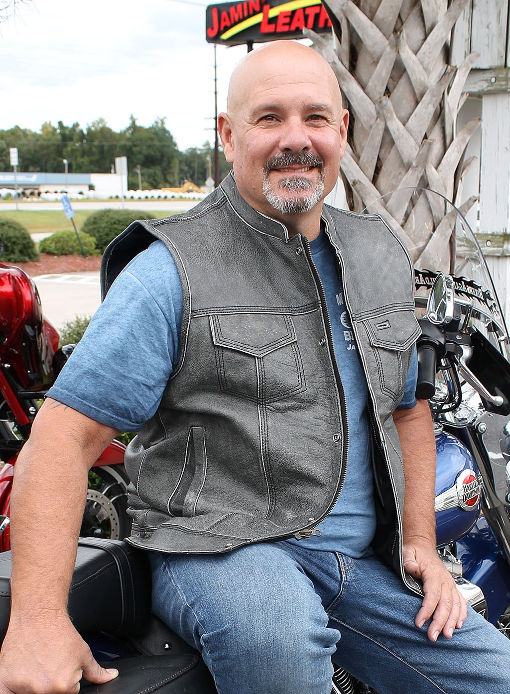 Vintage Gray Leather Concealed Pocket Club Vest #VMA6402ZGY