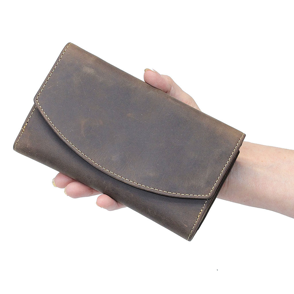 RFID Brown Oil Tanned Premium Leather Clutch Wallet #WL16340NID