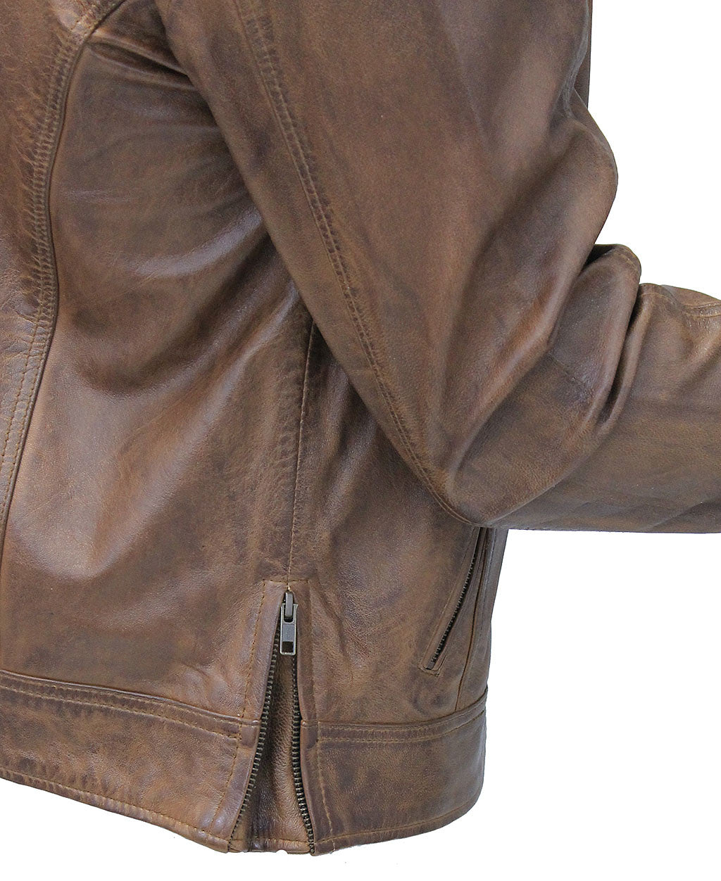 1950's Brown Distressed Leather Jacket w/CC Pockets #MA1957GN