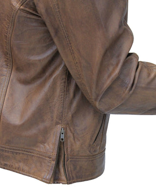1950's Brown Distressed Leather Jacket w/CC Pockets #MA1957GN