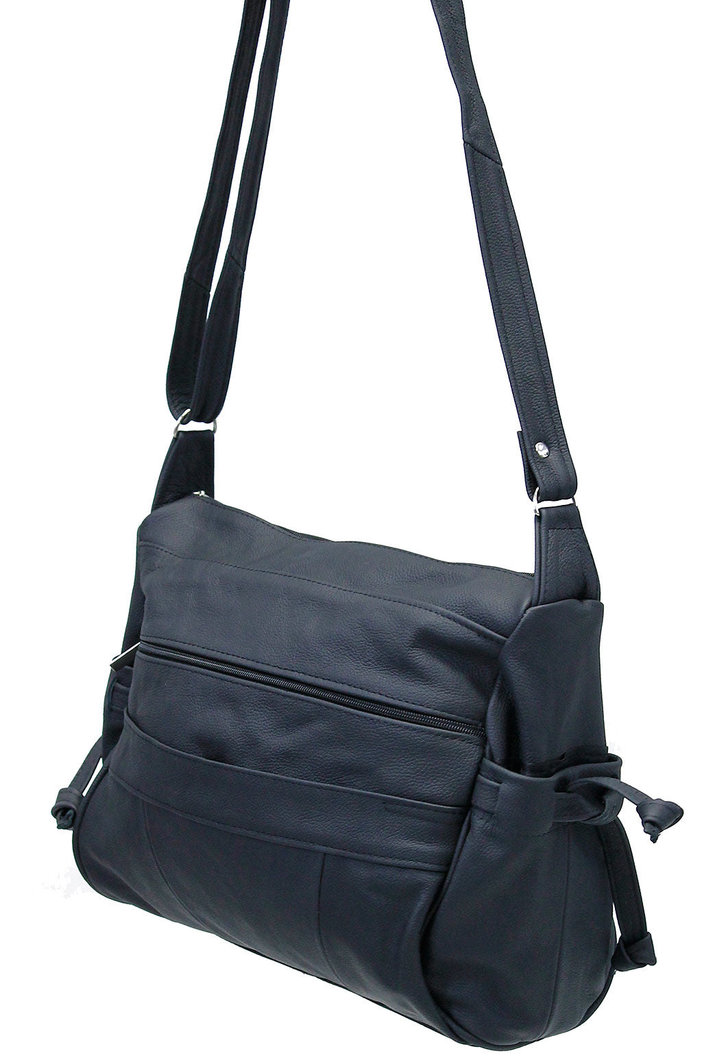 Extra Large Black Leather Purse w/Side Phone Pockets