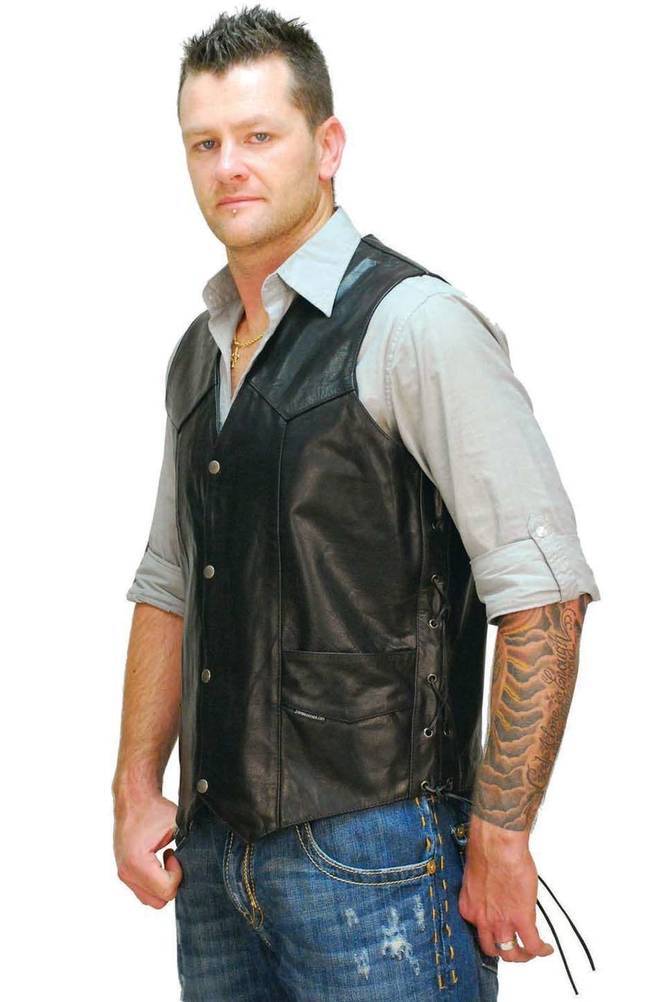 Big & Tall Leather Vest w/Side Lacing #VM605LT