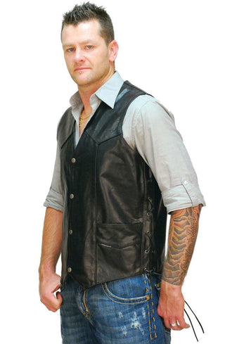 Big & Tall Leather Vest w/Side Lacing #VM605LT