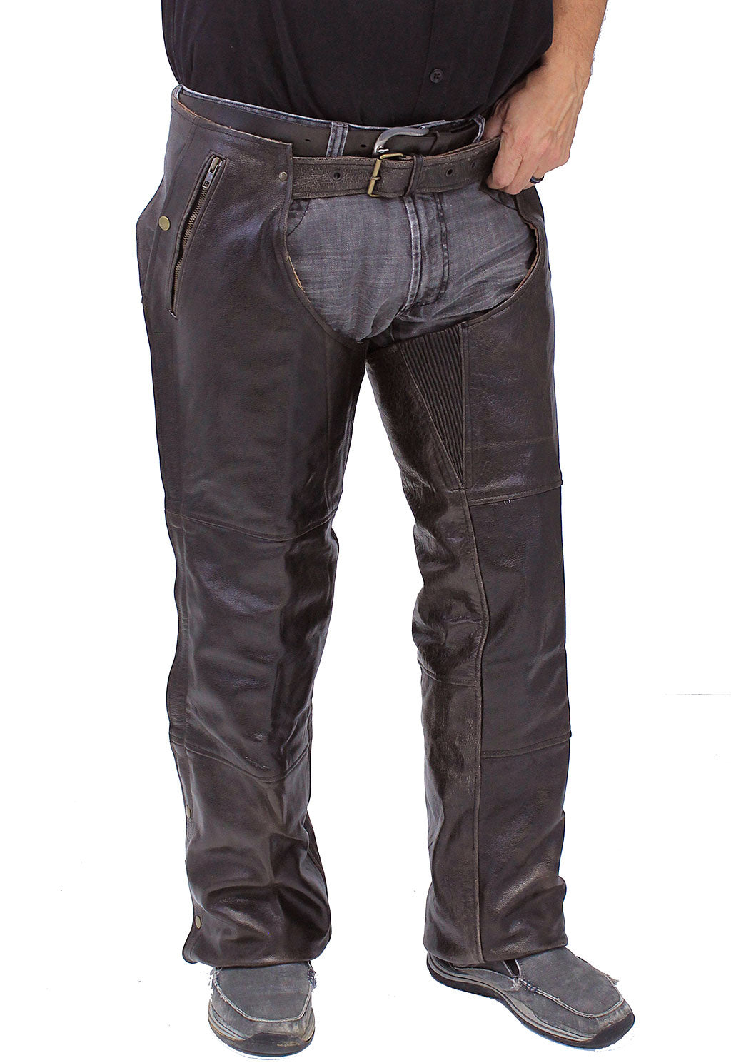 4 Pocket Dark Retro Brown Chaps w/Removable Lining #C611ZPDN