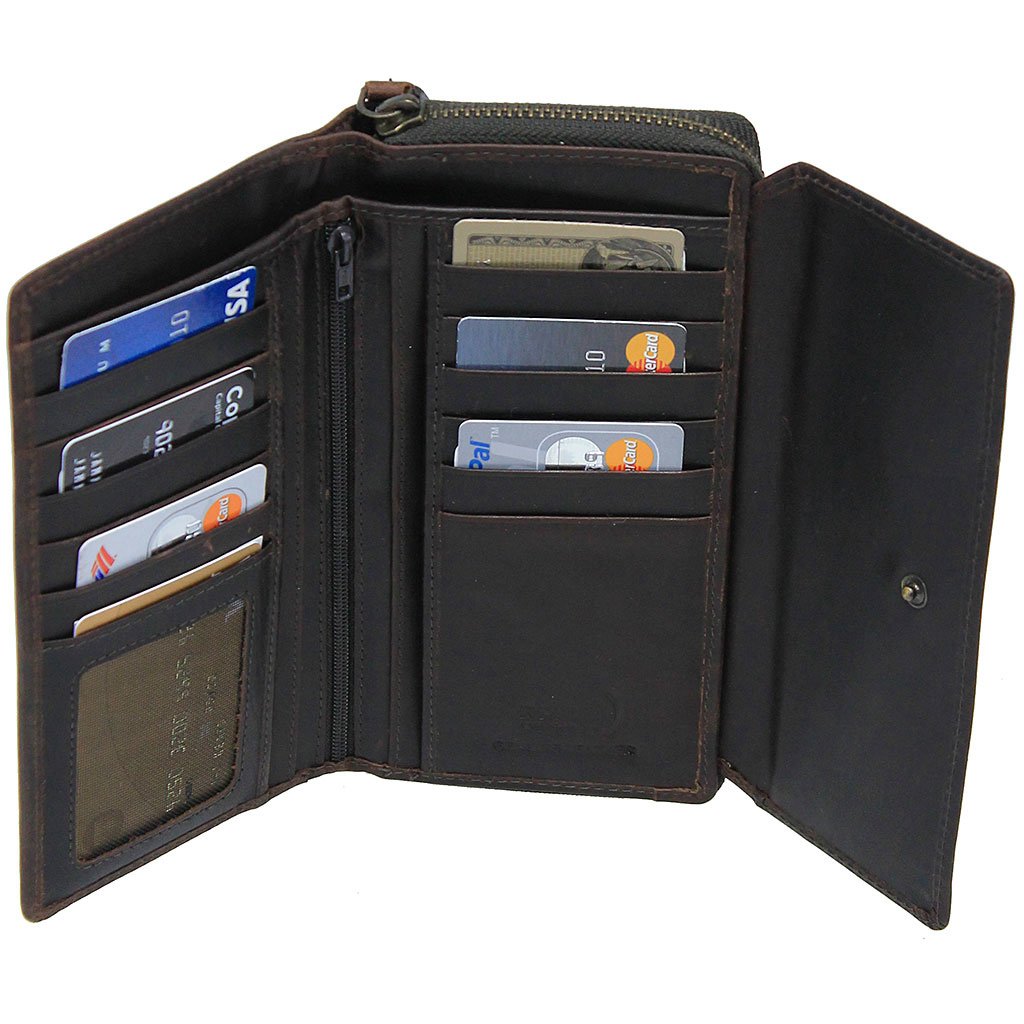 Women's Dark Brown RFID Zipper Organizer Wallet #WL16392NID