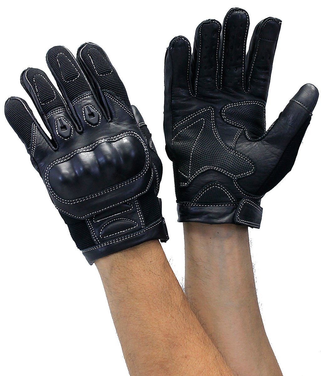 Ultimate Leather Motorcycle Gloves w/Knuckle Armor #G8245KNK