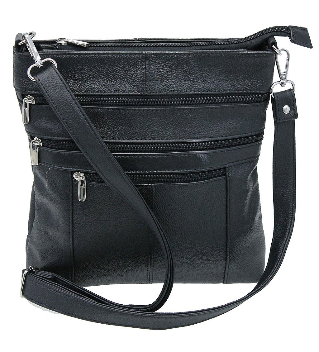 Jumbo Black Leather Cross Body iPad Purse #P6030K