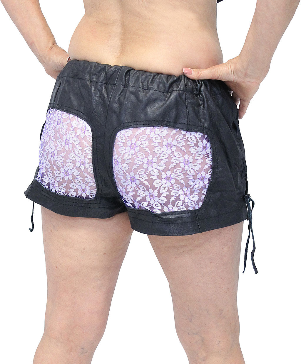 Purple Lace Butt Leather Boxer Shorts #SH0014LSPU