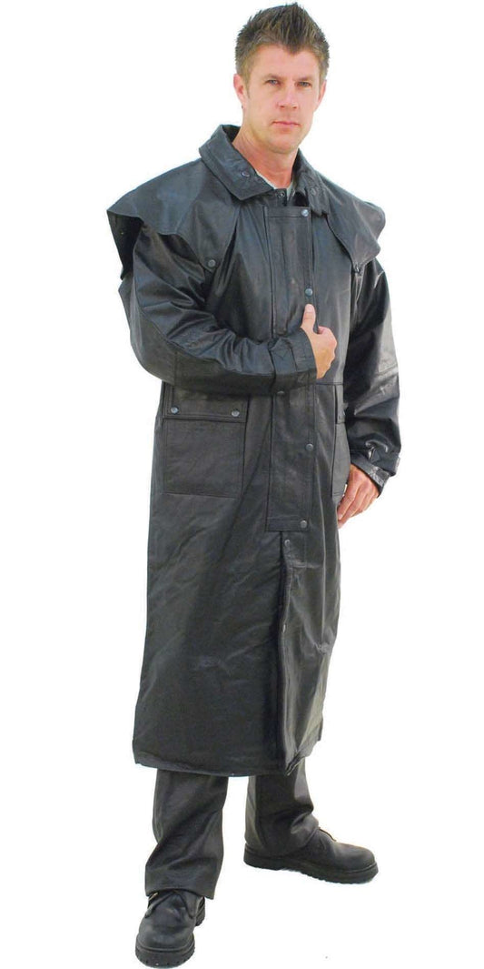 Heavy Leather Duster Trench Coat #M800Z