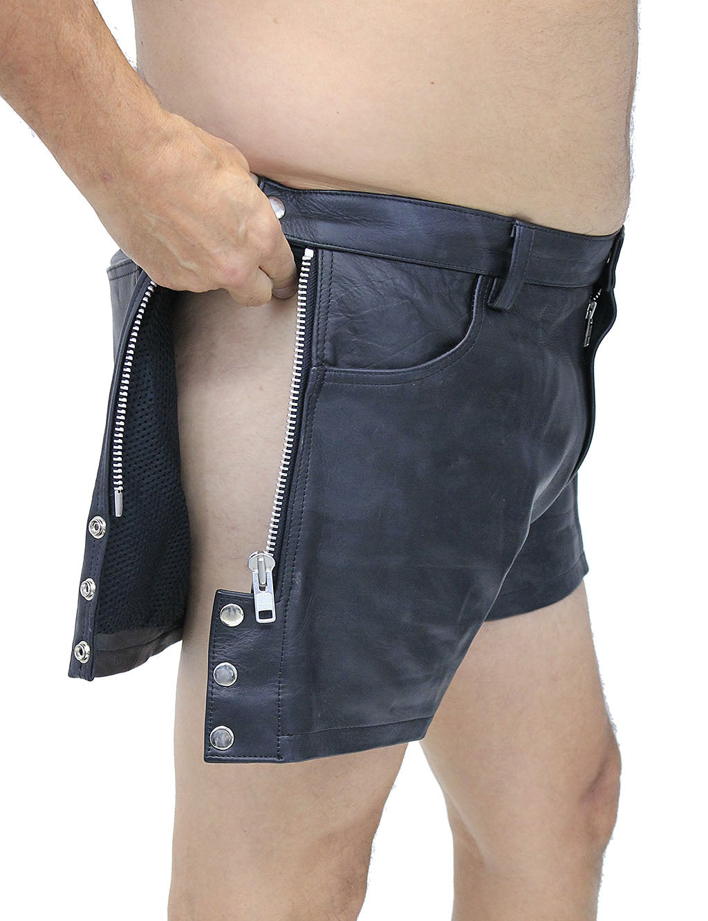 Men's Zip Away Leather Shorts #SHM1075ZZK