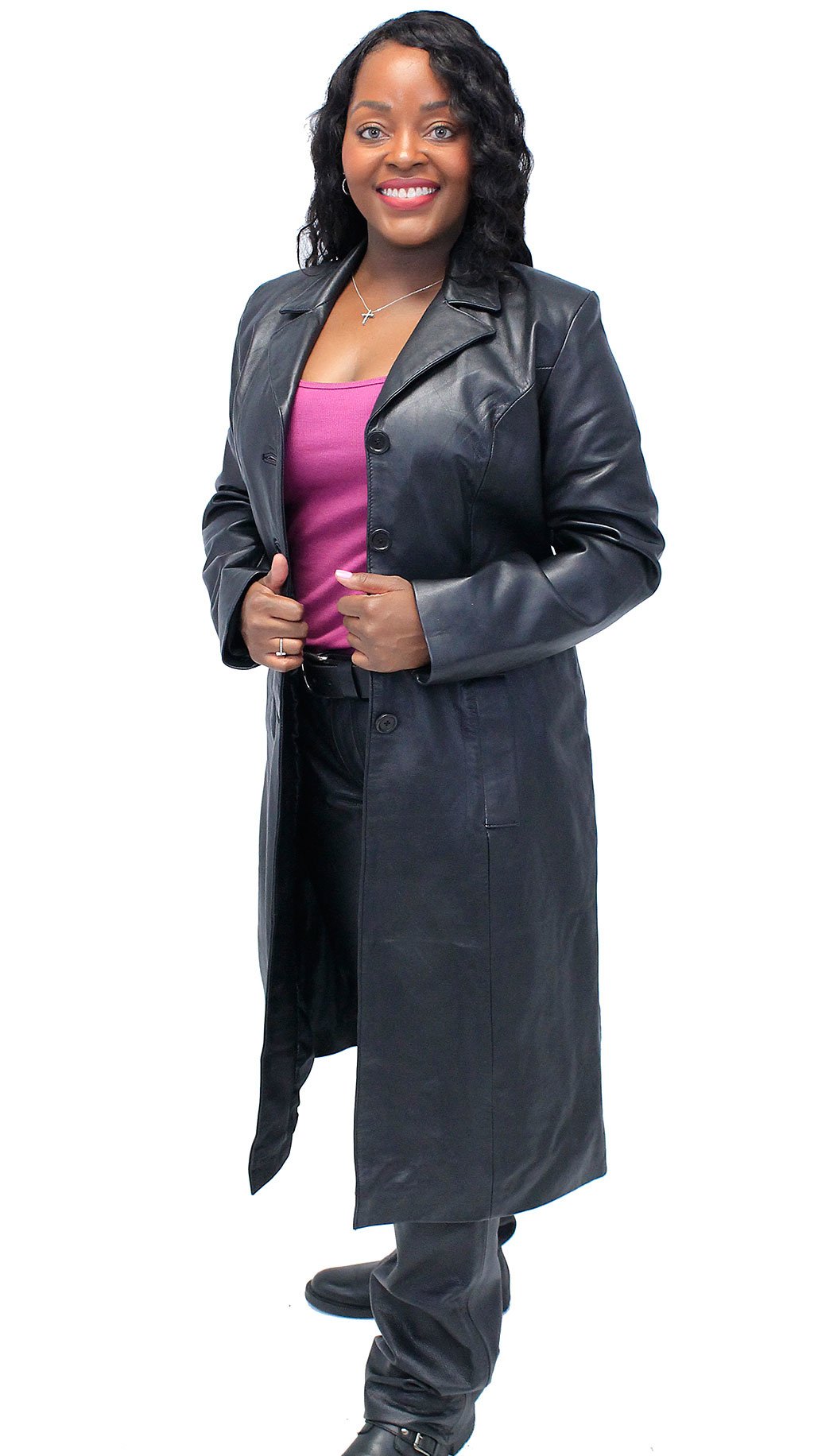 Lambskin Leather Trench Coat for Women #L506LP