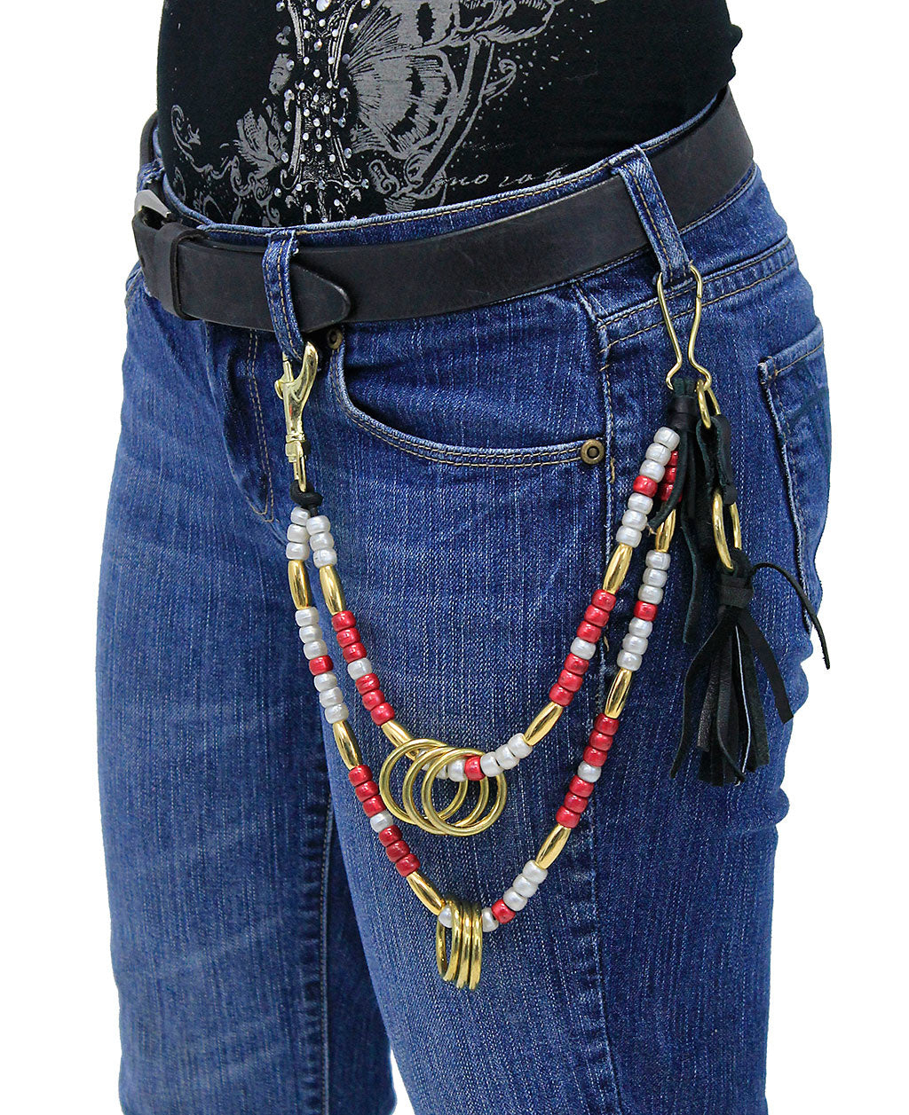 Custom Beaded Double Wallet Chain w/Rings #KK22313R-C