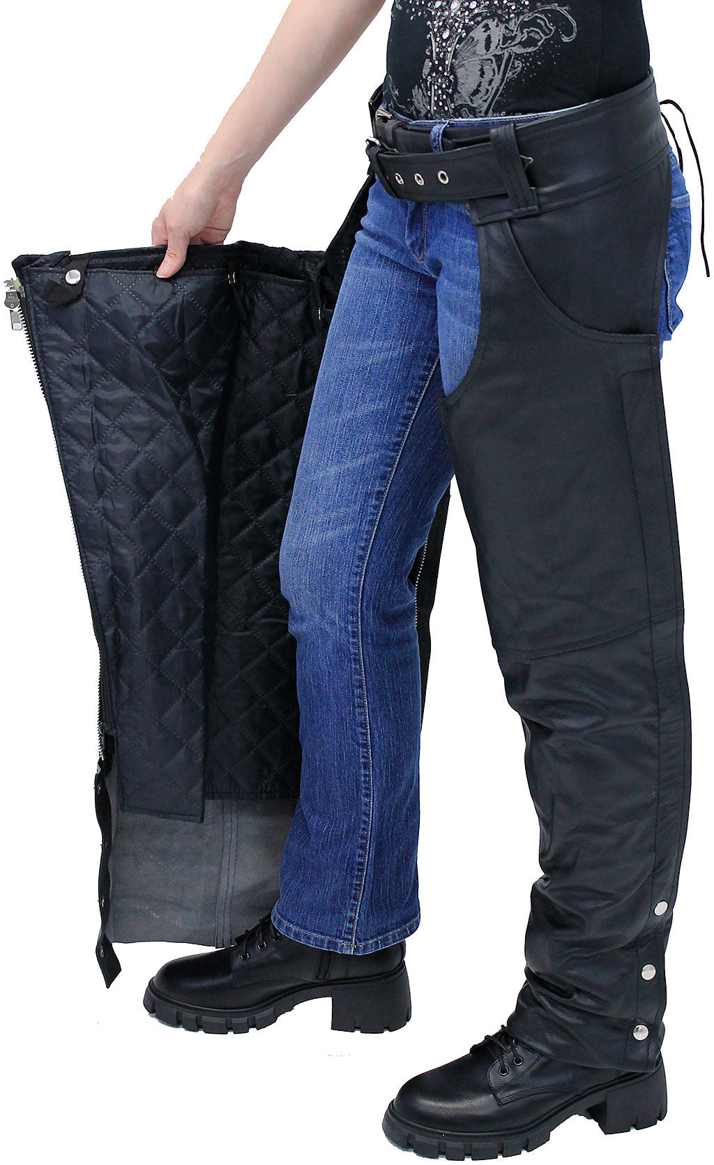 Men's First Leather Chaps with Phone Pocket Size XL - High