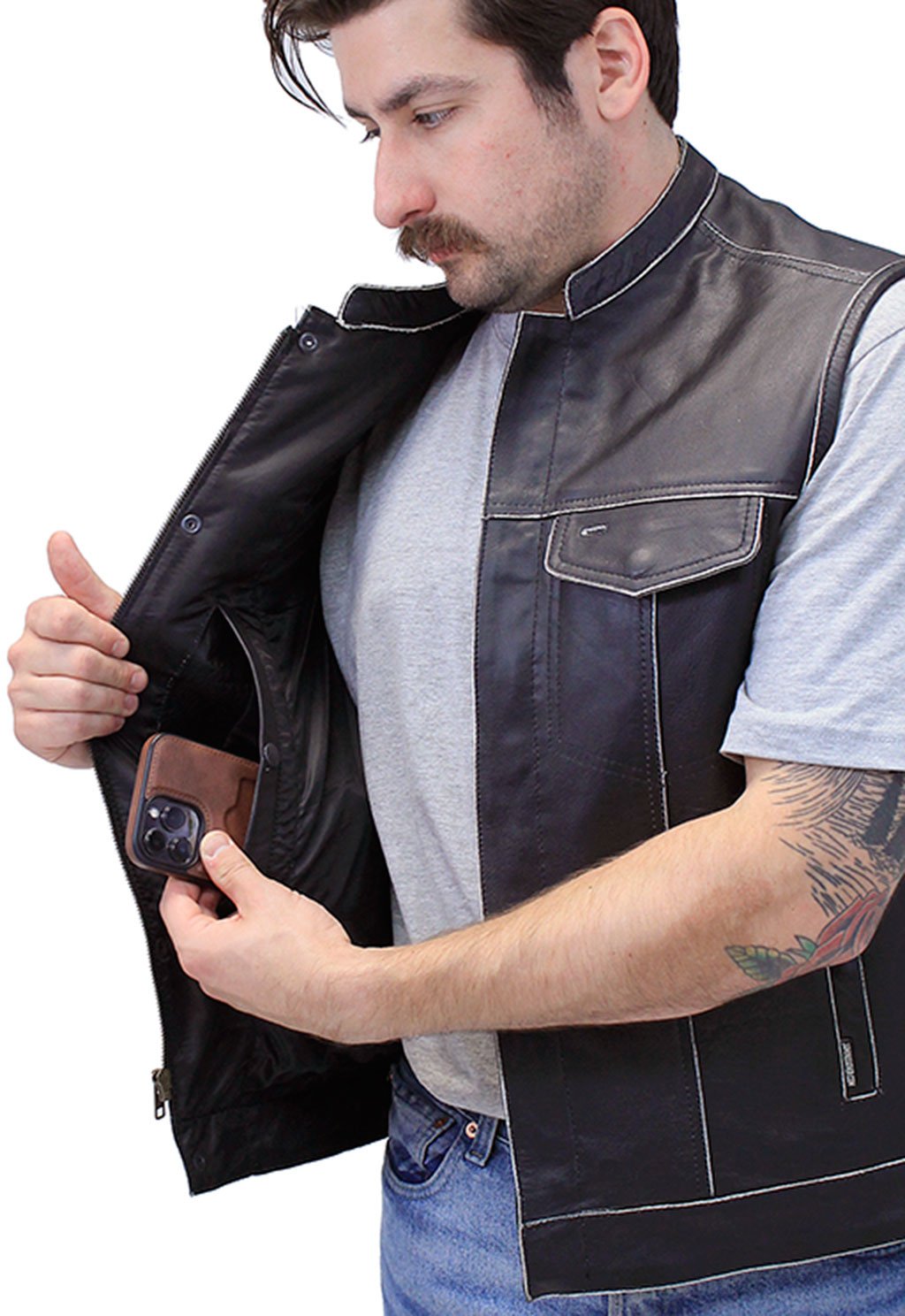 Vintage Brown Club Vest w/Concealed Pockets #VMA6654GK