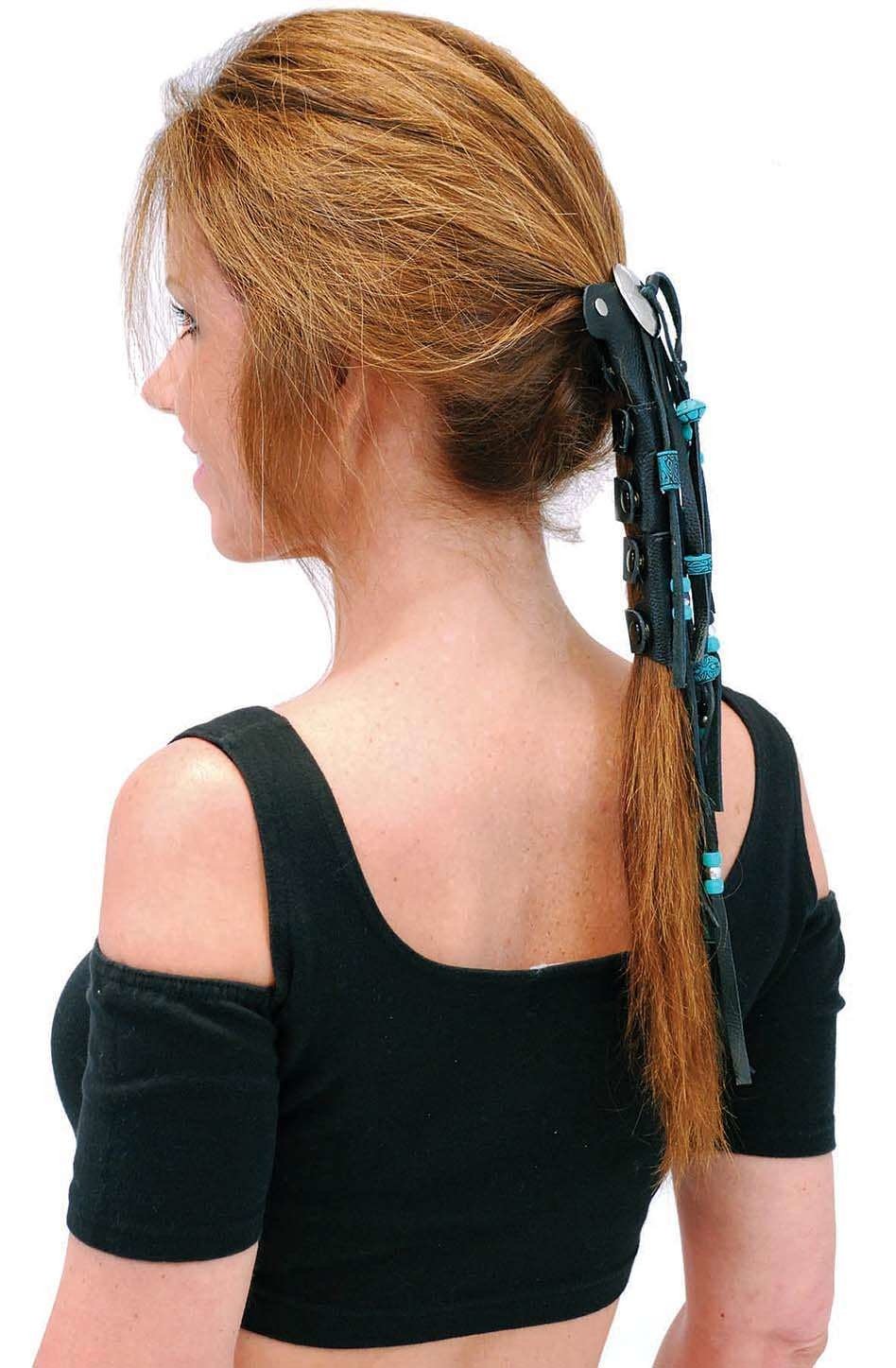 Long Turquoise Beaded Hair Tube #AHW654FBT