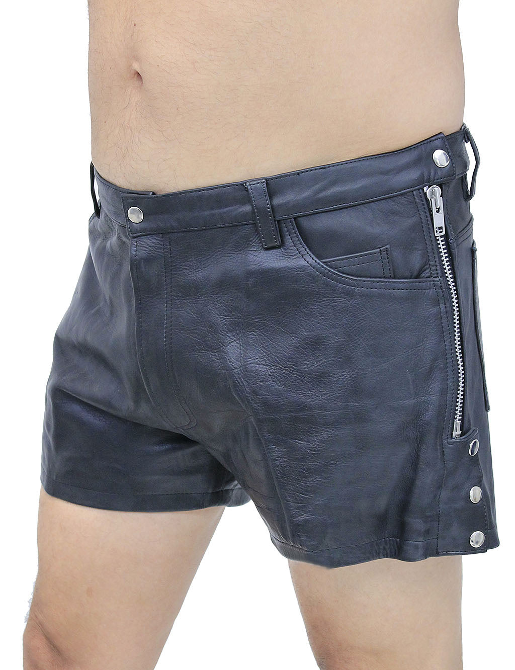 Men's Zip Away Leather Shorts #SHM1075ZZK