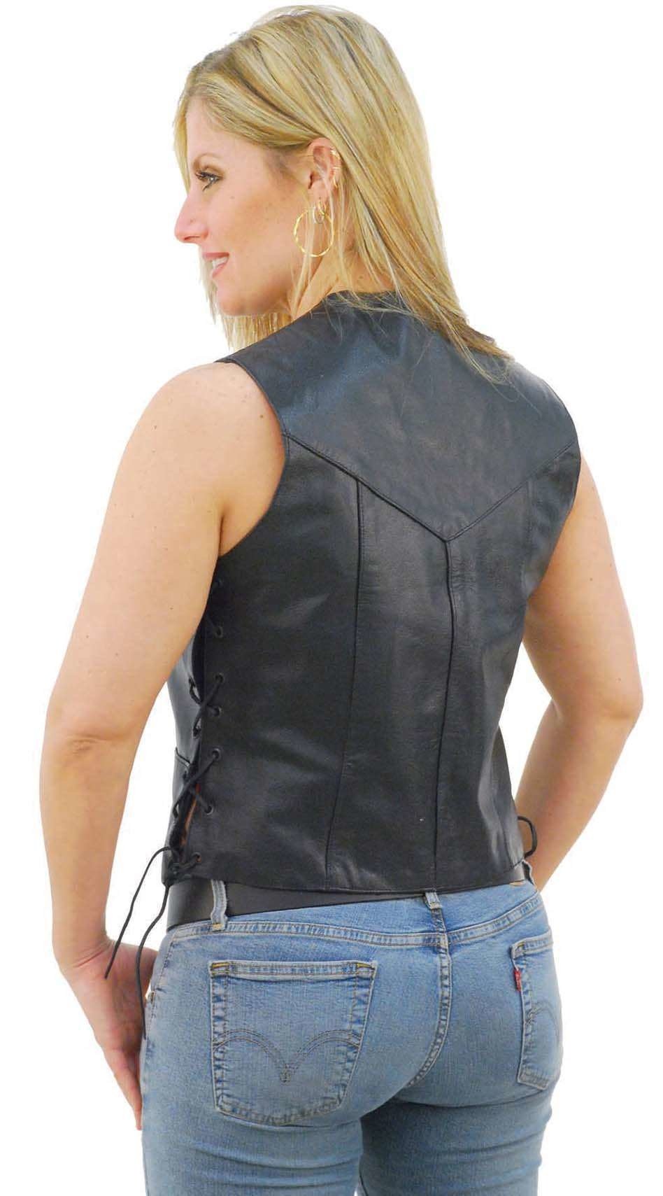 Side Lace Women's Leather Vest - Special #VL411LSP