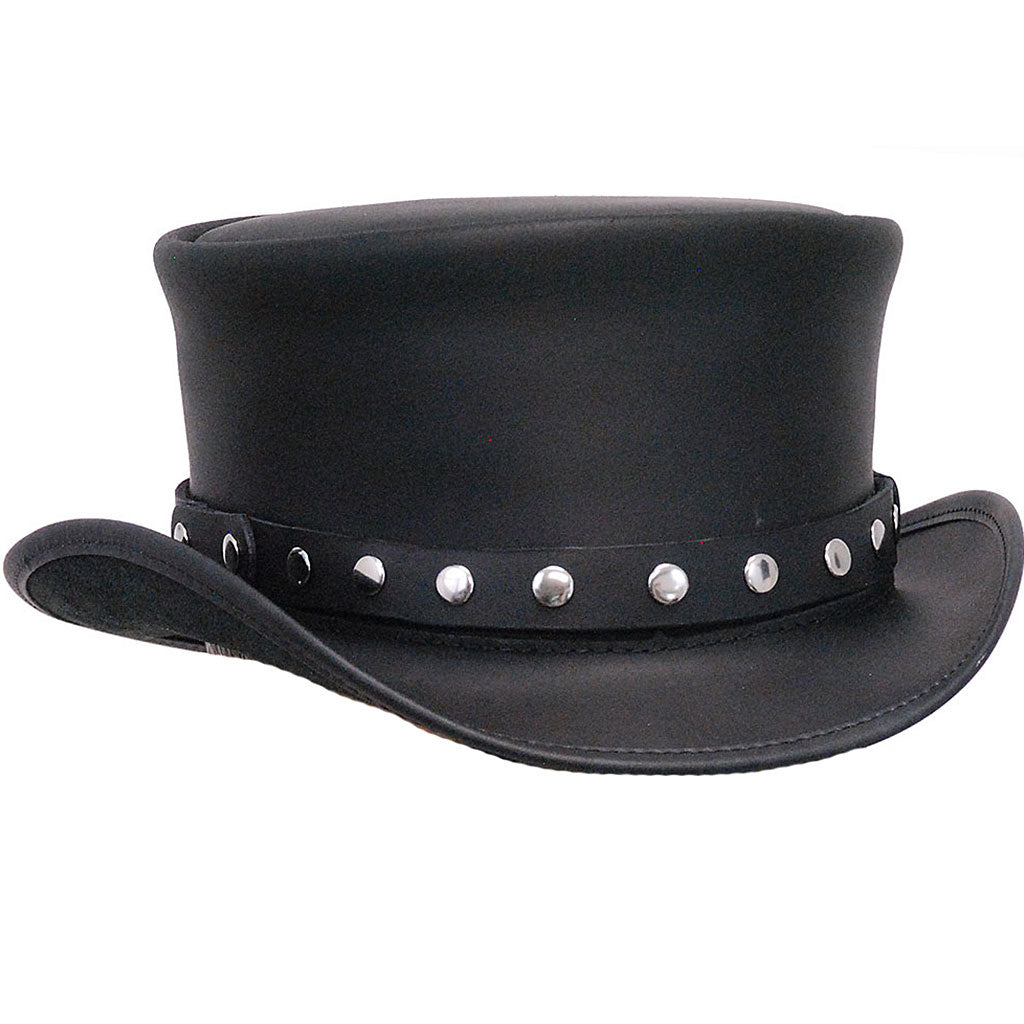 Rivet Trim Studs on Black Leather Hatband #HB-RIVET